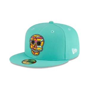 Flash Sale New Era Cap Day of the Dead Fractal Skull 59FIFTY Fitted Hat - KTGCaps - Baseball caps for various teams, purchased online at a discount