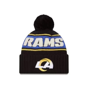 Caps* Los Angeles Rams 2024 Cold Weather Black Pom Knit Hat - KTGCaps - Baseball caps for various teams, purchased online at a discount