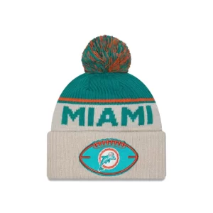 Caps* Miami Dolphins 2024 Cold Weather Historic Pom Knit Hat - KTGCaps - Baseball caps for various teams, purchased online at a discount